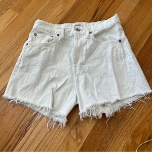 Agolde Parker Long White Jean Shorts